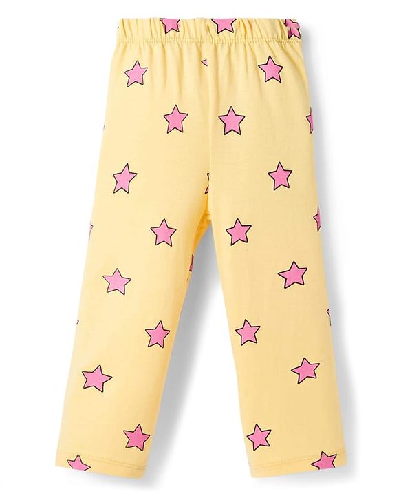 Babyhug Cotton Knit Full Sleeves Night Suit With Unicorn Print - Yellow