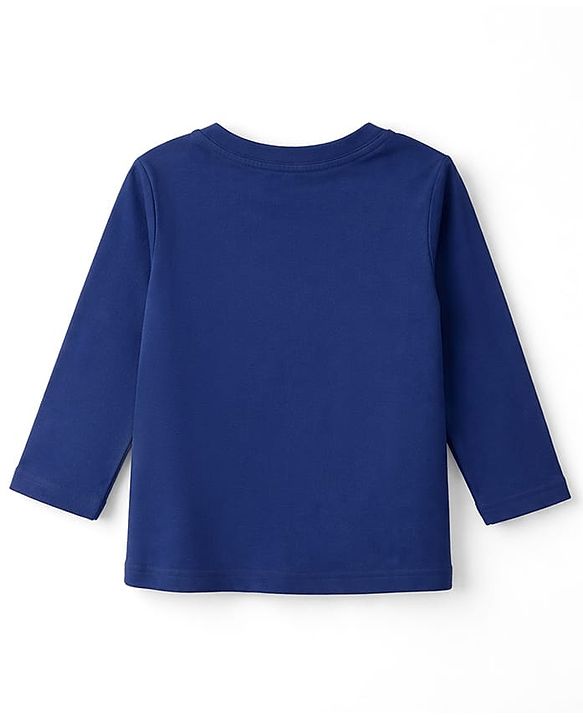 Babyhug Cotton Knit Full Sleeves Night Suit With Text Print - Navy Blue