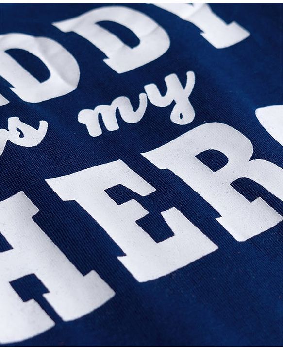 Babyhug Cotton Knit Full Sleeves Night Suit With Text Print - Navy Blue