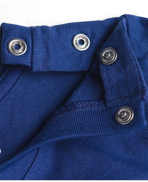 Babyhug Cotton Knit Full Sleeves Night Suit With Text Print - Navy Blue