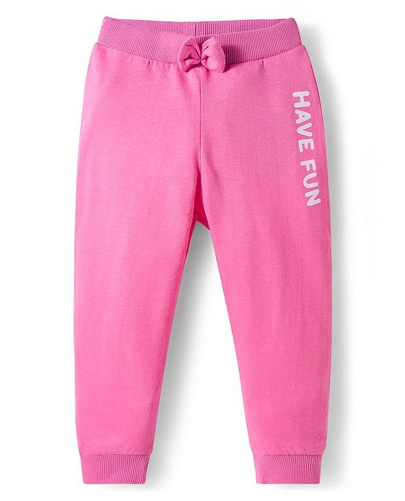 Babyhug Cotton Knit Full Length Lounge Pants With Heart & Polka Dot Print Pack of 3 - Pink Purple & White