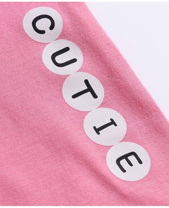 Babyhug Cotton Knit Full Length Polka Dot & Floral Printed Lounge Pants With Bow Applique Pack of 3 - Orange Pink & Navy Blue