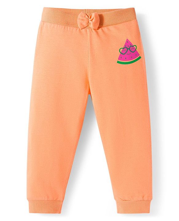 Babyhug Cotton Knit Full Length Lounge Pants With Fruit Print Pack of 3 - Dark Pink Orange & Navy Blue