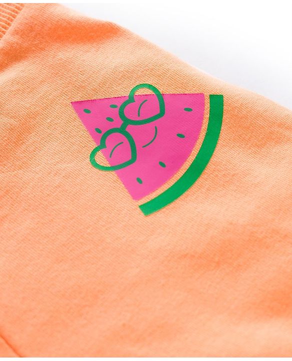 Babyhug Cotton Knit Full Length Lounge Pants With Fruit Print Pack of 3 - Dark Pink Orange & Navy Blue