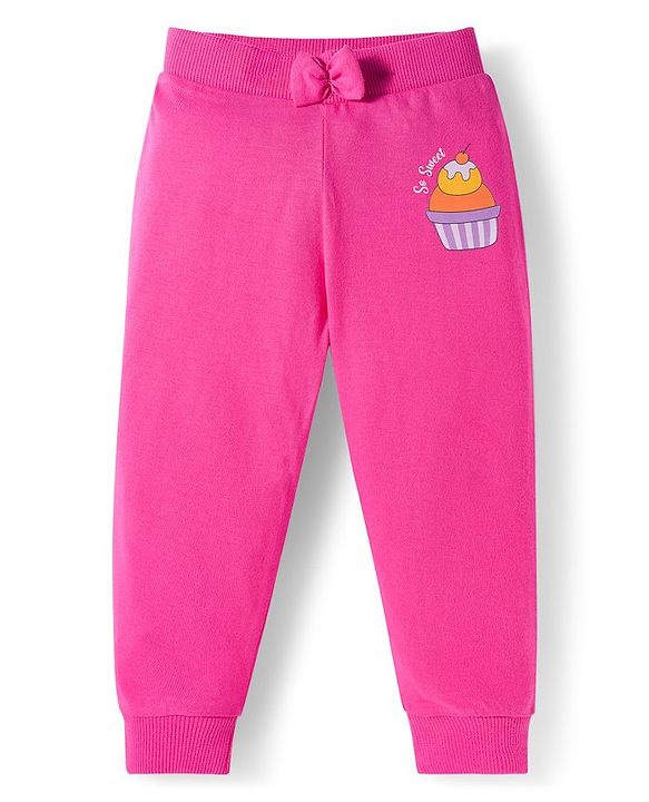 Babyhug Cotton Knit Full Length Lounge Pants With Fruit Print Pack of 3 - Dark Pink Orange & Navy Blue