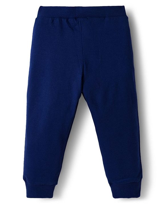 Babyhug Cotton Knit Full Length Lounge Pants With Vehicle Print Pack of 3 - Navy Blue Orange & White