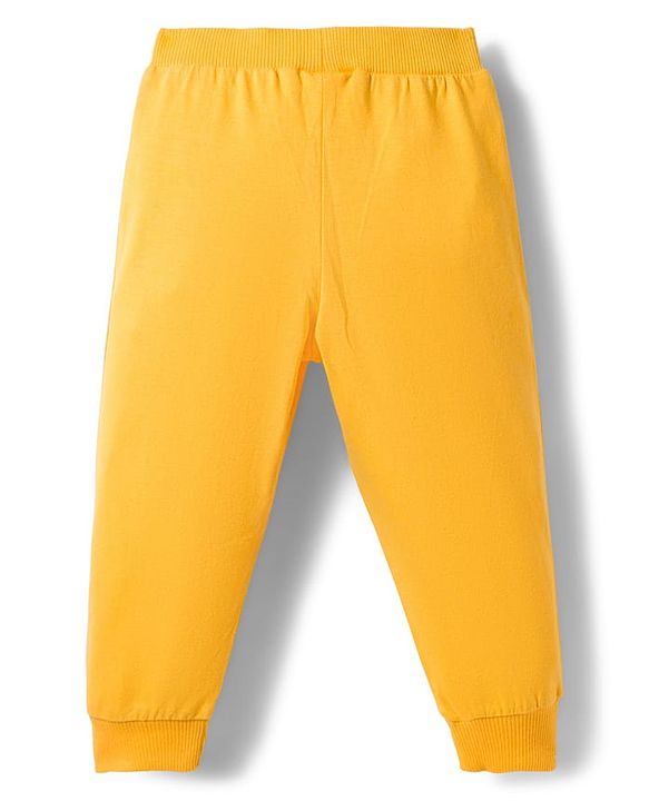Babyhug Cotton Knit Full Length Lounge Pants With Animal Print Pack of 3 - Yellow Teal & Navy Blue