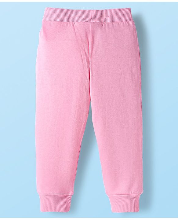 Babyhug Cotton Knit Full Length Lounge Pants With Cherry Print Pack of 3 - Pink Red & White