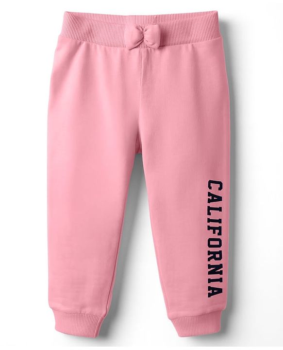 Babyhug Cotton Single Jersey Knit Full Length Lounge Pant With Text Print Pack Of 3 - Red Navy Blue & Pink