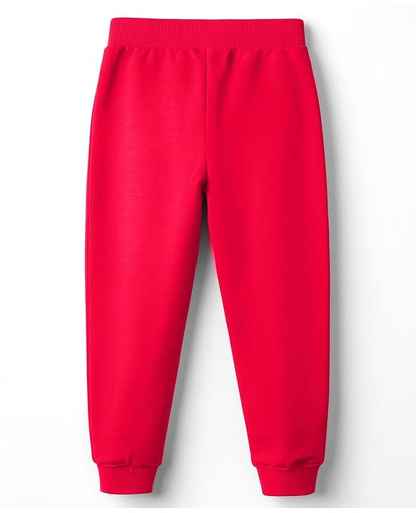 Babyhug Cotton Single Jersey Knit Full Length Lounge Pant With Text Print Pack Of 3 - Red Navy Blue & Pink