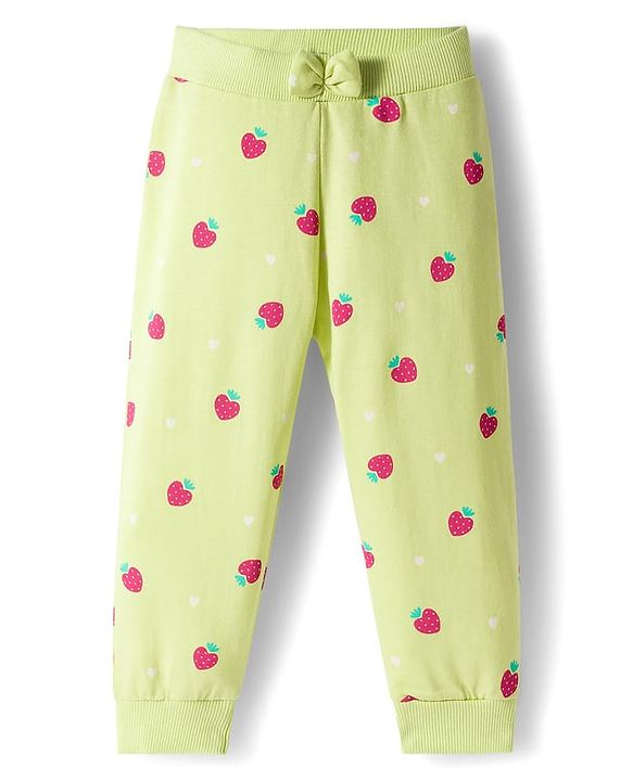 Babyhug Cotton Single Jersey Knit Full Length Lounge Pant With Floral Print Pack Of 3 - Navy Blue Pink & Olive Green