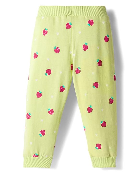 Babyhug Cotton Single Jersey Knit Full Length Lounge Pant With Floral Print Pack Of 3 - Navy Blue Pink & Olive Green