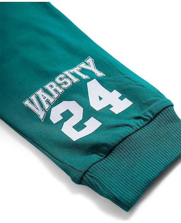 Babyhug Single Jersey Knit Full Length Lounge Pant With Text Print Pack Of 3 - Red Navy Blue & Teal Blue