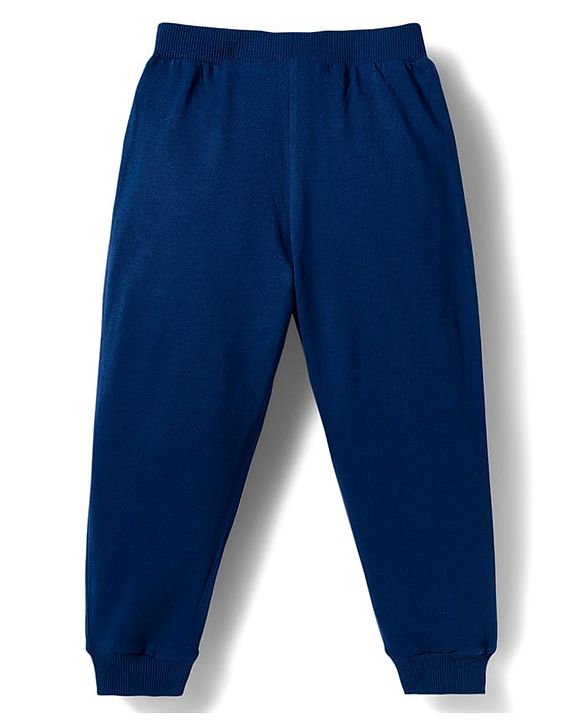 Babyhug Single Jersey Knit Full Length Lounge Pant With Text Print Pack Of 3 - Red Navy Blue & Teal Blue