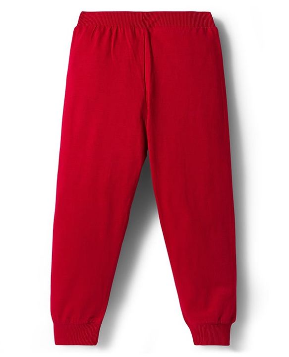 Babyhug Single Jersey Knit Full Length Lounge Pant With Text Print Pack Of 3 - Red Blue & Green