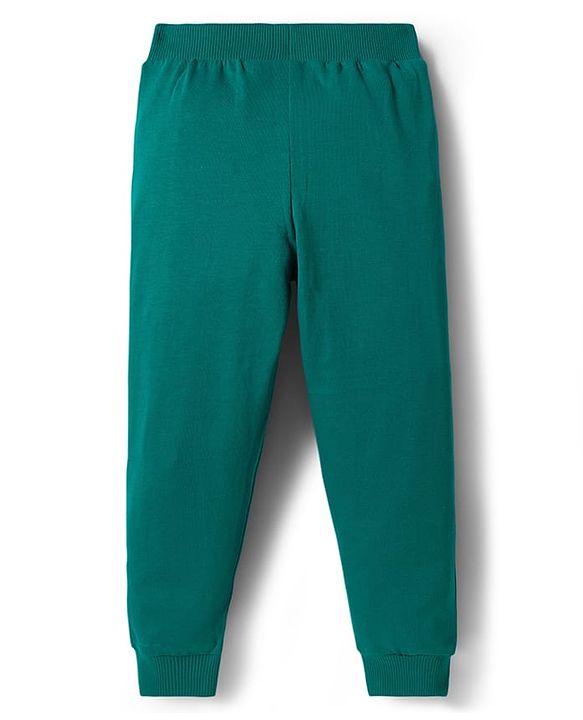 Babyhug Single Jersey Knit Full Length Lounge Pant With Text Print Pack Of 3 - Red Blue & Green