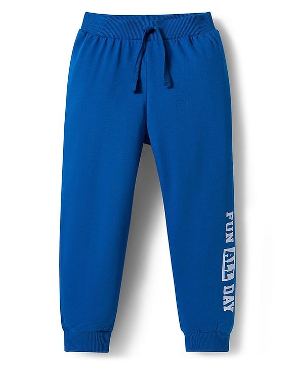 Babyhug Single Jersey Knit Full Length Lounge Pant With Text Print Pack Of 3 - Red Blue & Green