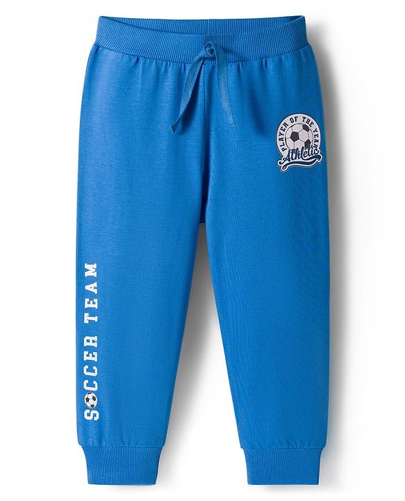 Babyhug Cotton Single Jersey Knit Full Length Lounge Pant With Text Print Pack Of 3 - Blue Green & Black
