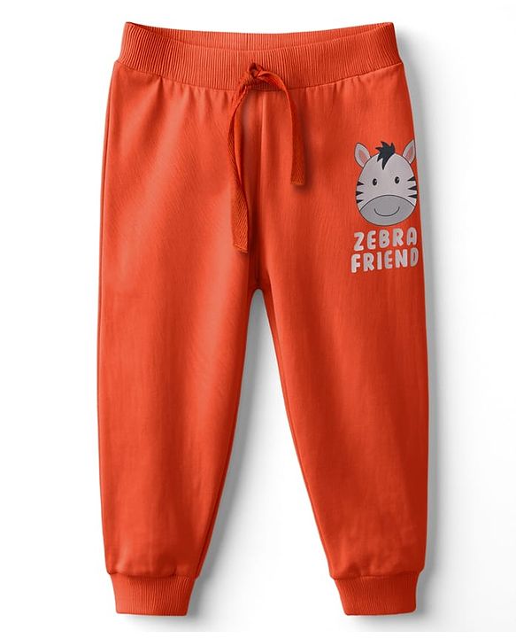 Babyhug Cotton Single Jersey Knit Full Length Lounge Pant With Animal Print Pack Of 3 - Teal Blue Orange & Beige