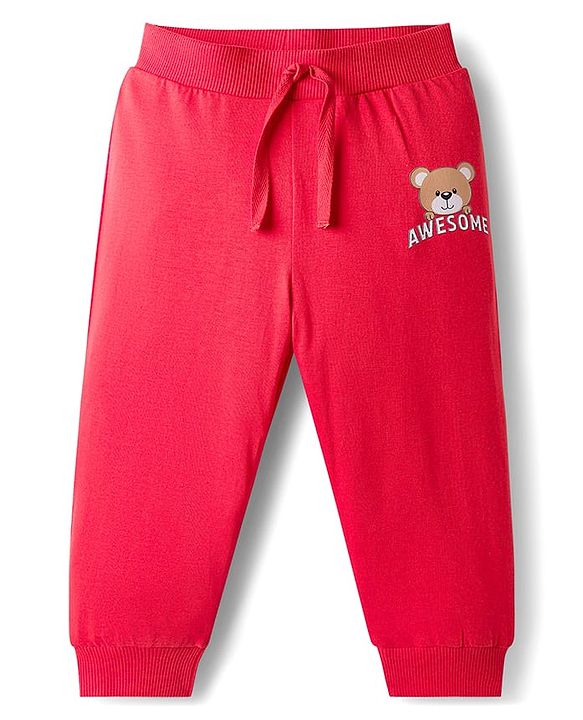Babyhug Cotton Single Jersey Knit Full Length Lounge Pant With Vehicle Print Pack Of 3 - Yelllow Navy Blue & Red