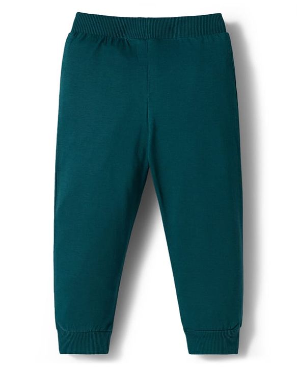 Babyhug Cotton Knit Full Length Lounge Pants with Sports Theme Print Pack of 3 - Red Green & Purple