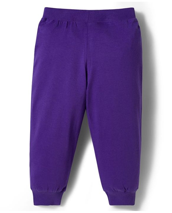 Babyhug Cotton Knit Full Length Lounge Pants with Sports Theme Print Pack of 3 - Red Green & Purple
