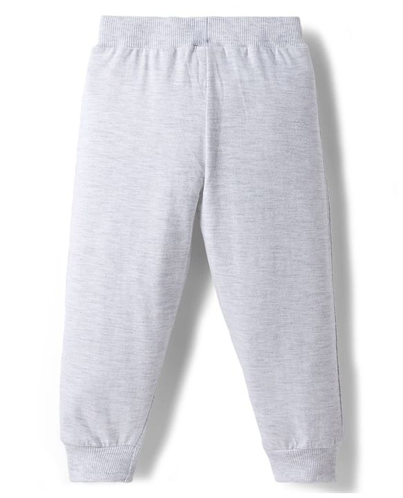 Babyhug Cotton Knit Full Length Lounge Pants with Sport Theme Print Pack of 3 - Red Blue & Light Grey
