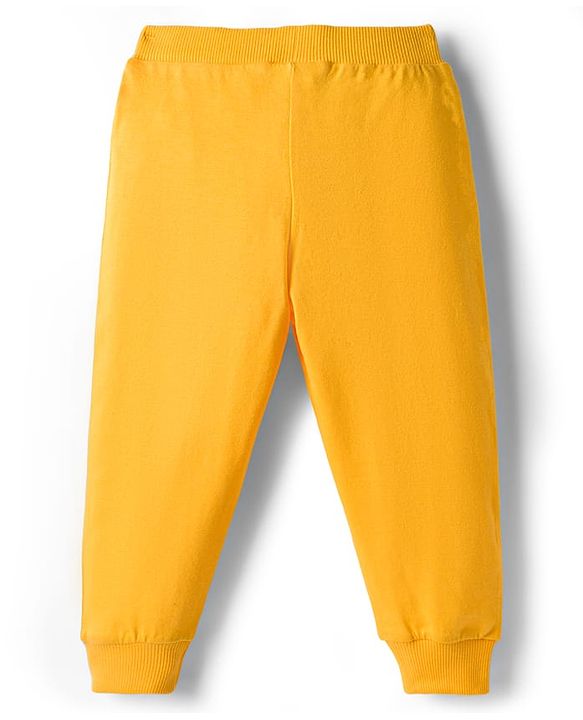 Babyhug Cotton Knit Full Length Lounge Pants with Dino Print Pack of 3 - Red Yellow & Green