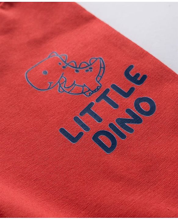 Babyhug Cotton Knit Full Length Lounge Pants with Dino Print Pack of 3 - Red Yellow & Green