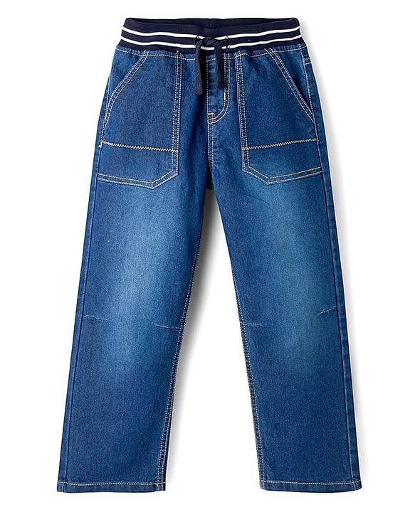 Pine Kids Denim Woven Full Length Washed Jeans - Blue