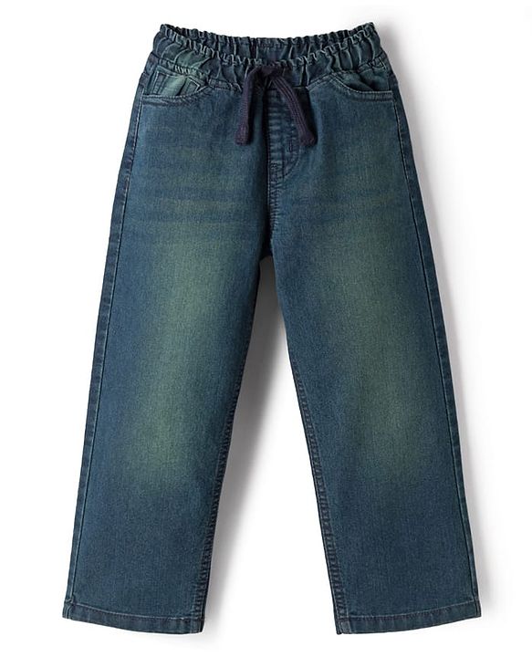 Pine Kids Denim Woven Full Length Washed Jeans - Teal Blue