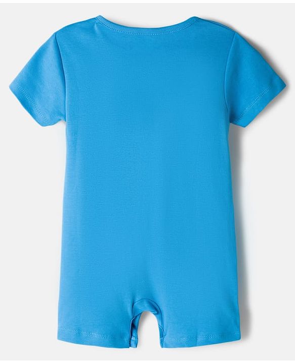 Babyhug 100% Cotton Knit Half Sleeves Rompers with Sea Life Print Pack of 2 - White & Blue