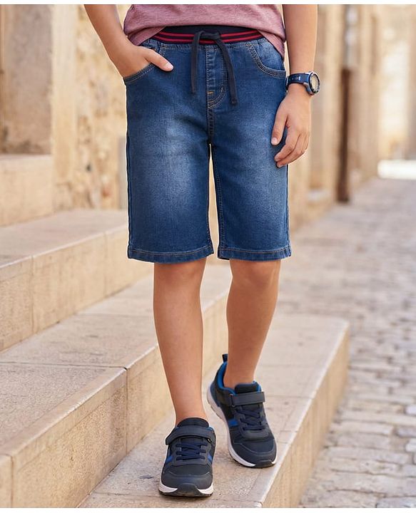 Pine Kids Denim Woven Washed Shorts - Blue