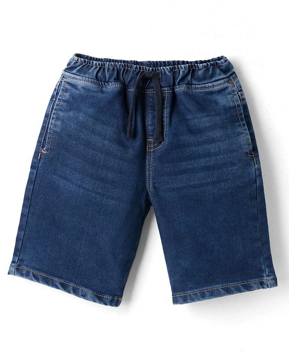 Pine Kids Denim Woven Solid Color Shorts - Navy Blue