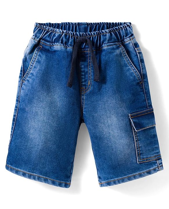 Pine Kids Denim Woven Shorts With Cargo Pocket -Navy Blue
