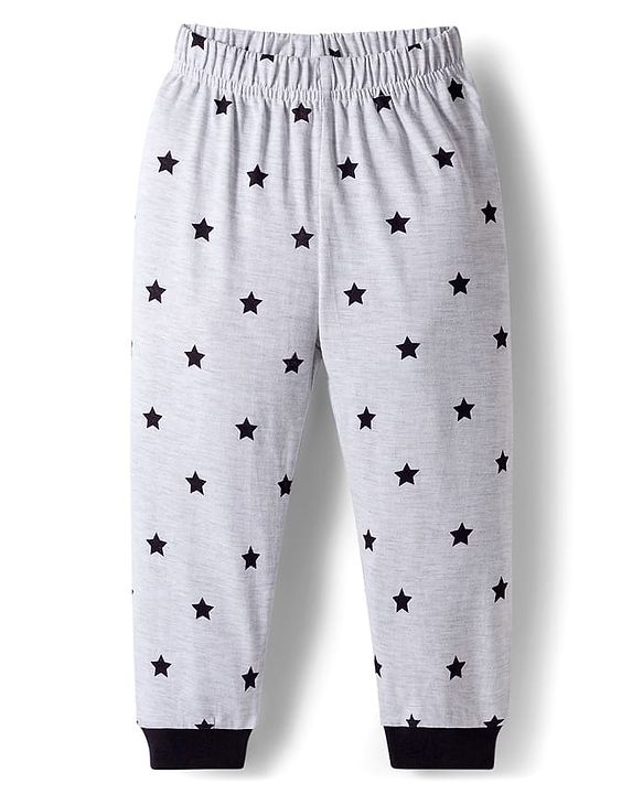 Babyhug Cotton Knit Full Sleeves Night Suit With Star Print - Yellow & White