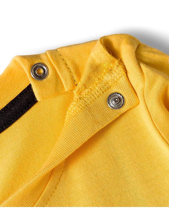 Babyhug Cotton Knit Full Sleeves Night Suit With Star Print - Yellow & White