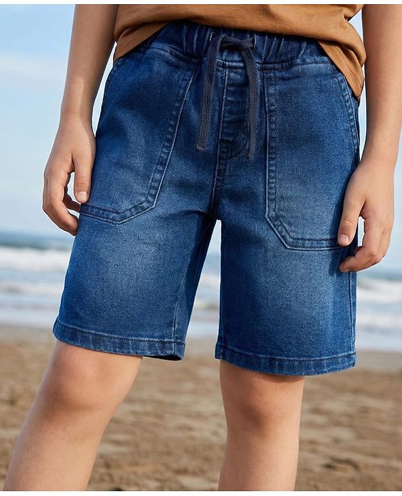 Pine Kids Denim Woven Washed Shorts - Blue