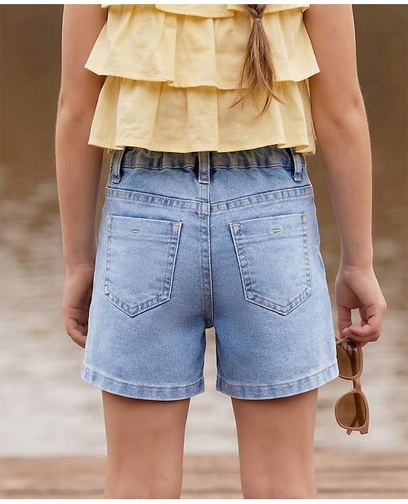 Pine Kids Cotton Woven Solid Shorts - Blue