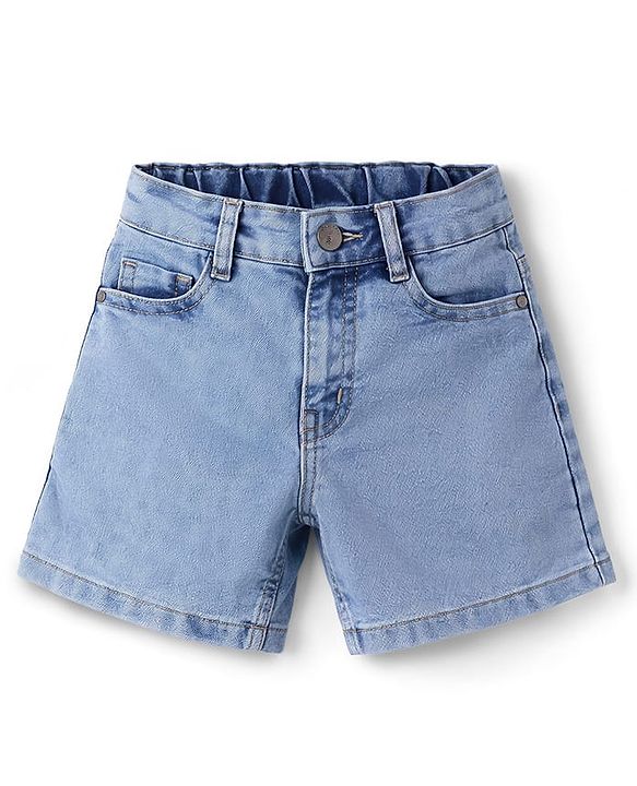 Pine Kids Cotton Woven Solid Shorts - Blue