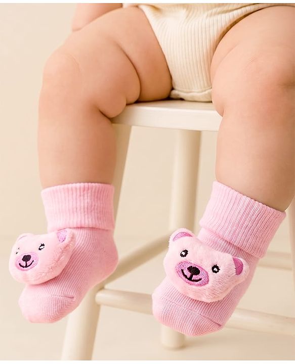 Cute Walk by Babyhug Socks With Animal Applique - Pink