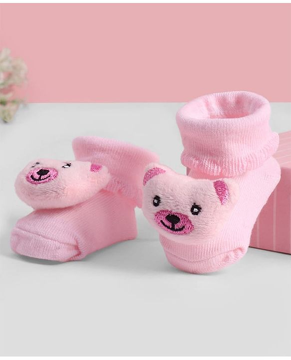 Cute Walk by Babyhug Socks With Animal Applique - Pink