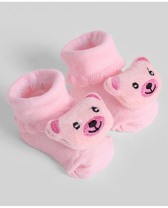 Cute Walk by Babyhug Socks With Animal Applique - Pink