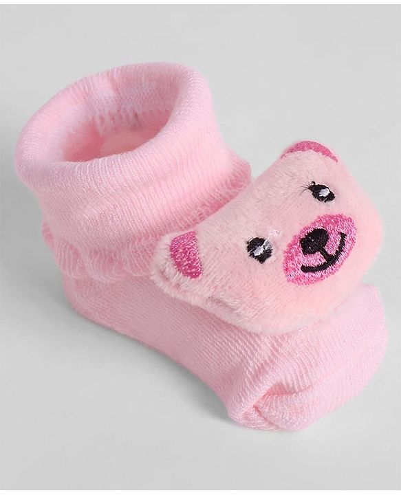 Cute Walk by Babyhug Socks With Animal Applique - Pink