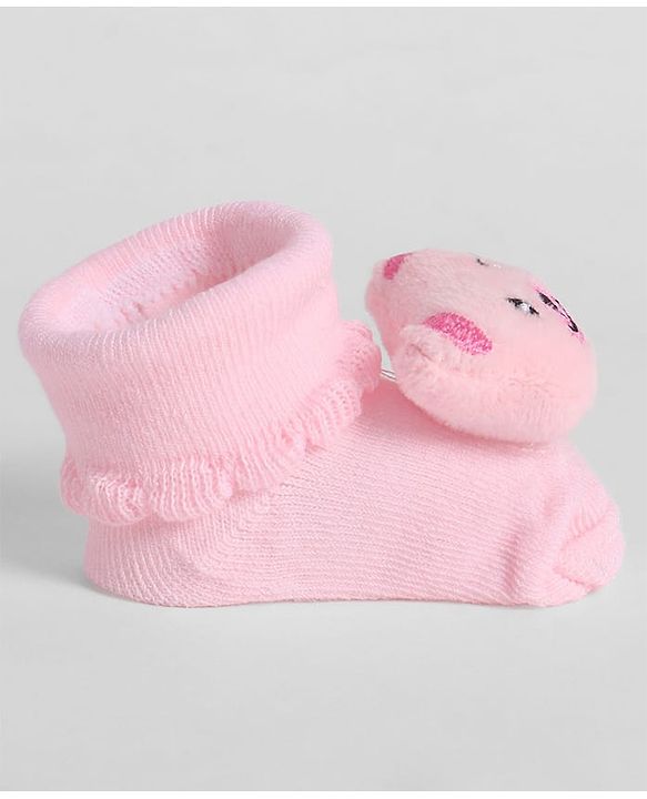 Cute Walk by Babyhug Socks With Animal Applique - Pink
