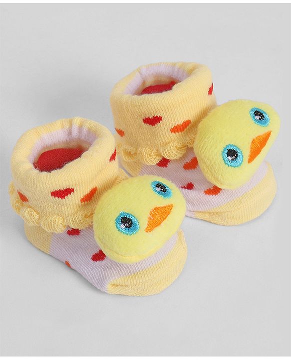 Cute Walk by Babyhug Socks With Animal Applique - Yellow