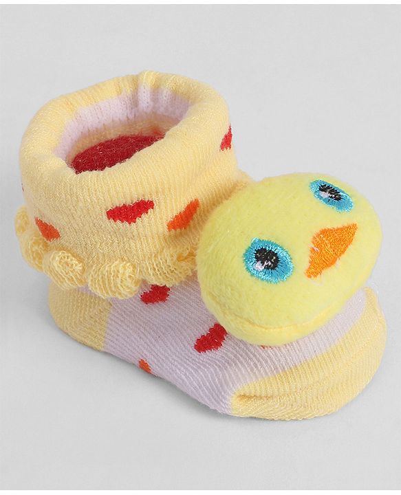 Cute Walk by Babyhug Socks With Animal Applique - Yellow