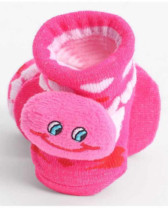 Cute Walk by Babyhug Socks With Animal Applique - Dark Pink