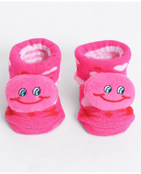 Cute Walk by Babyhug Socks With Animal Applique - Dark Pink