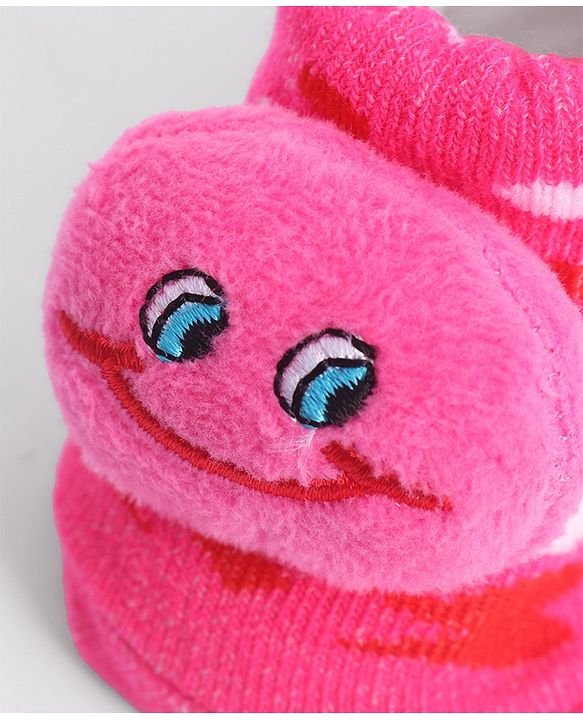 Cute Walk by Babyhug Socks With Animal Applique - Dark Pink